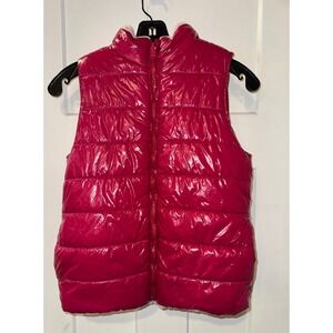 Epic Threads Girls reversible Large  Pink Shiny Puffer Vest Faux Fur Star